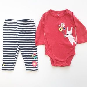 Carter's Infant Girl 2-piece Outfit Flower Bunnies